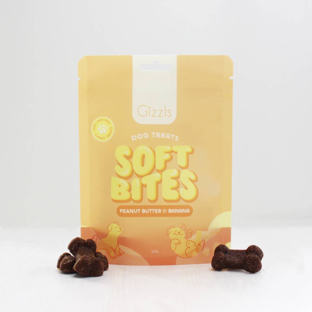 Friandises pour chiens Gizzls Soft Bites au beurre de cacahuète et à la banane