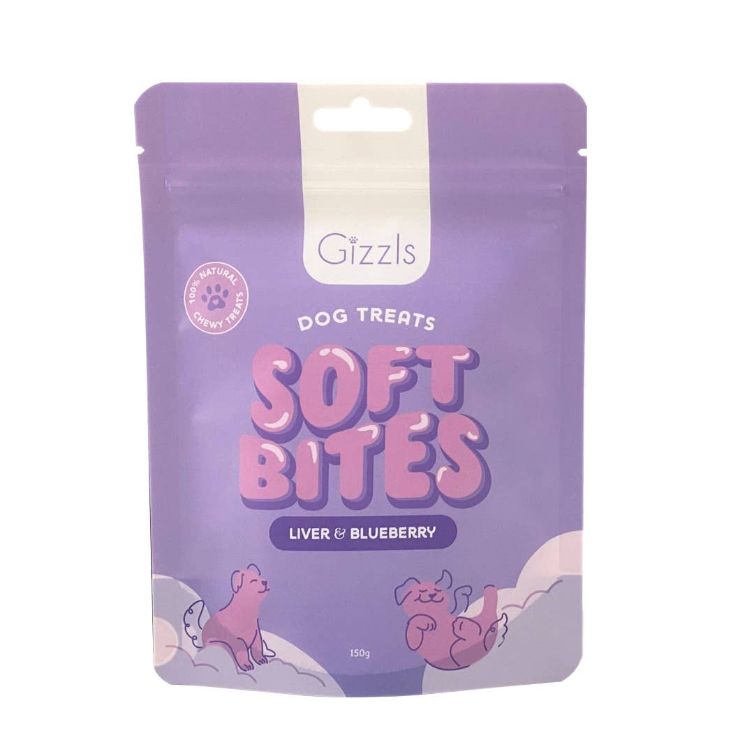 Friandises pour chiens Gizzls Soft Bites au foie et aux myrtilles