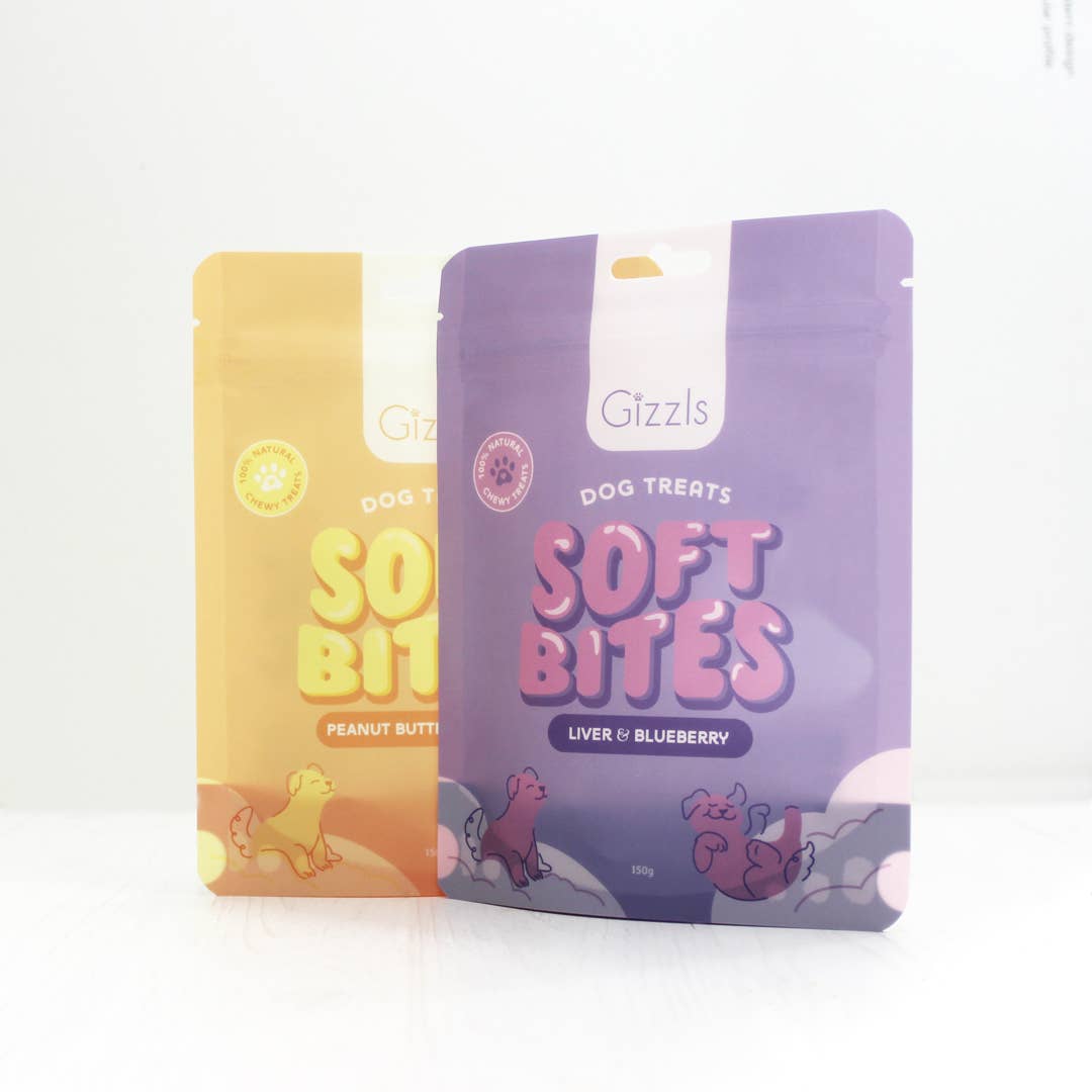 Friandises pour chiens Gizzls Soft Bites au foie et aux myrtilles