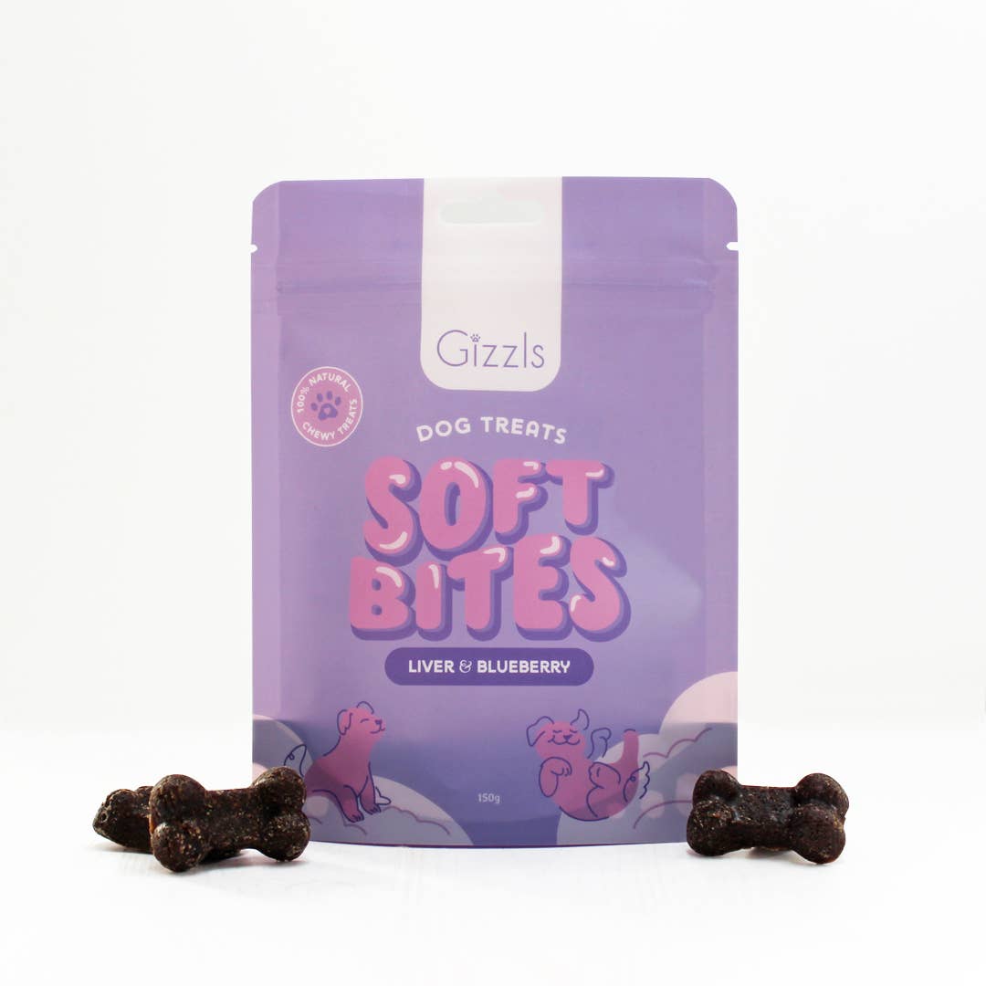 Friandises pour chiens Gizzls Soft Bites au foie et aux myrtilles