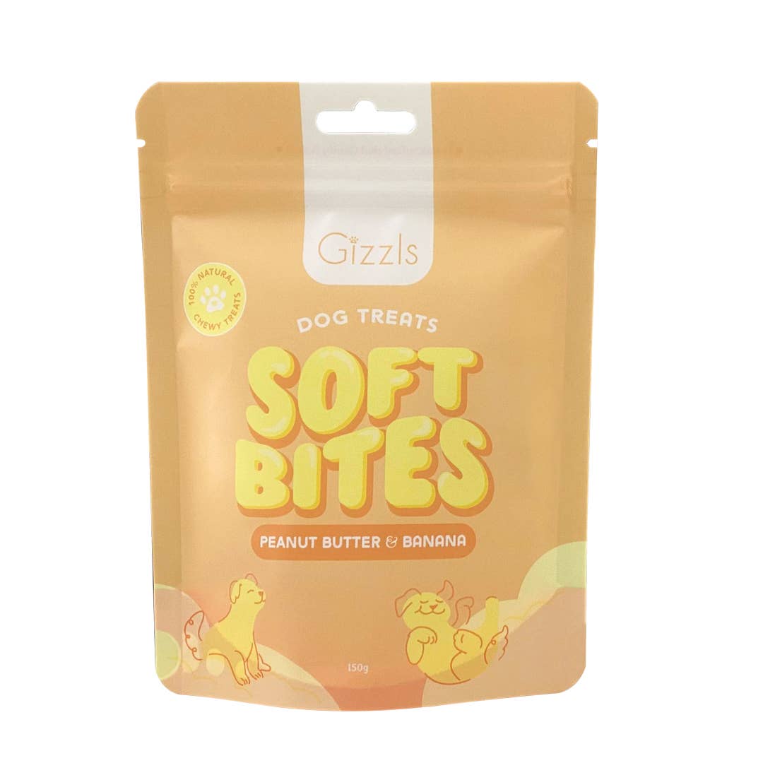 Friandises pour chiens Gizzls Soft Bites au beurre de cacahuète et à la banane